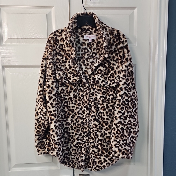 New Adrienne Vittadini Sport Leopard Print Teddy Exotic Jacket Large - Picture 7 of 13